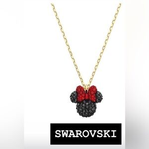 Swarovski Gold-Tone Minnie Mouse Pendant Necklace with Red & Black Crystals NWT